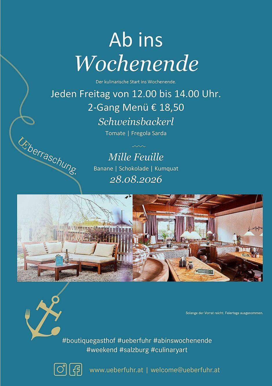 Wochenend-Mittagsmenü mit Suppe und Gulasch, jeden Freitag im Salzburger Restaurant